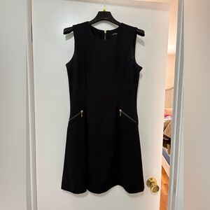 Sharagano Black Knee Lenth Dress with Gold Accents